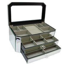 Glass Mirror Jewellery Box Rounded