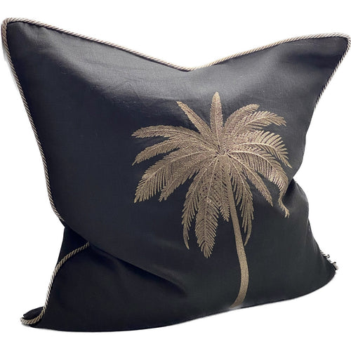 Sanctuary Cushion Cover - Black/Gold Palm