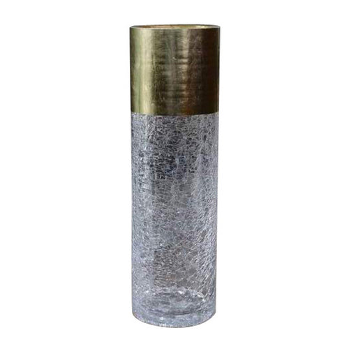 Tall Crackle Vase with Gold Band
