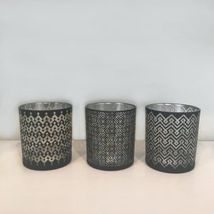 Black Patterned Candle Votive