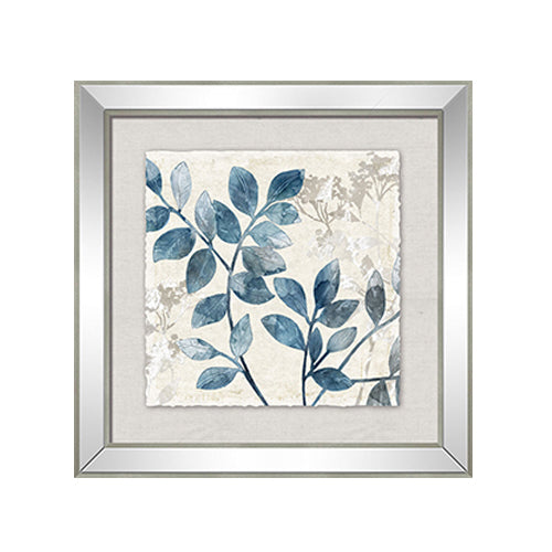 Blue Leaf Mirror Print Left