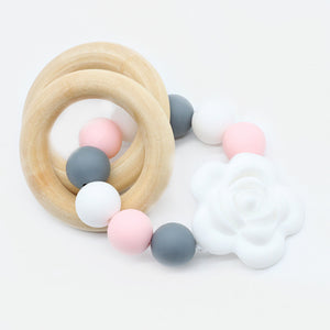 Silicon & Wood Teething Flower
