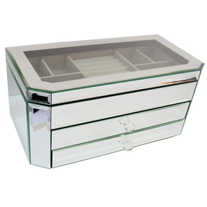 Glass Mirror Jewellery Box Rounded