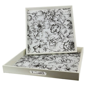 White Floral Tray