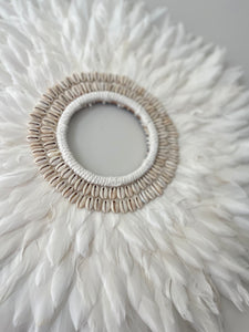 White Feather and Shell Wall Decor