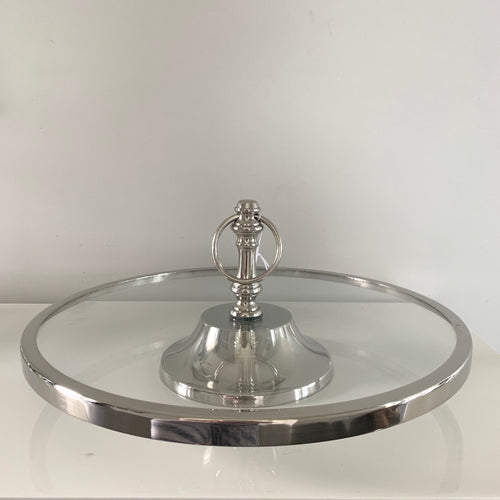 Round Cake Stand on Silver Base