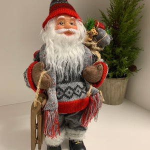 Grey Red Standing Santa